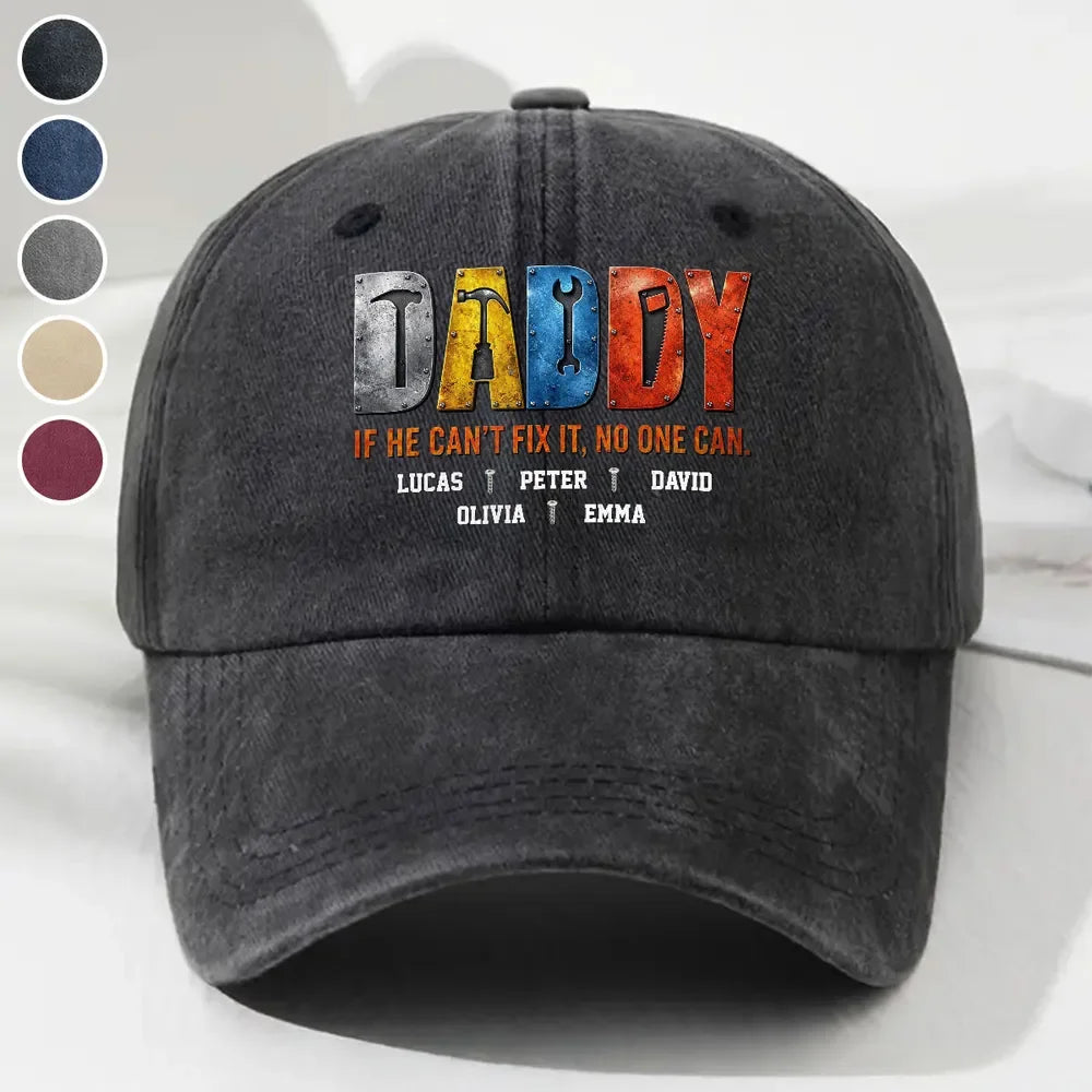 No One But Daddy - Personalized Custom Vintage Washed Denim Cap
