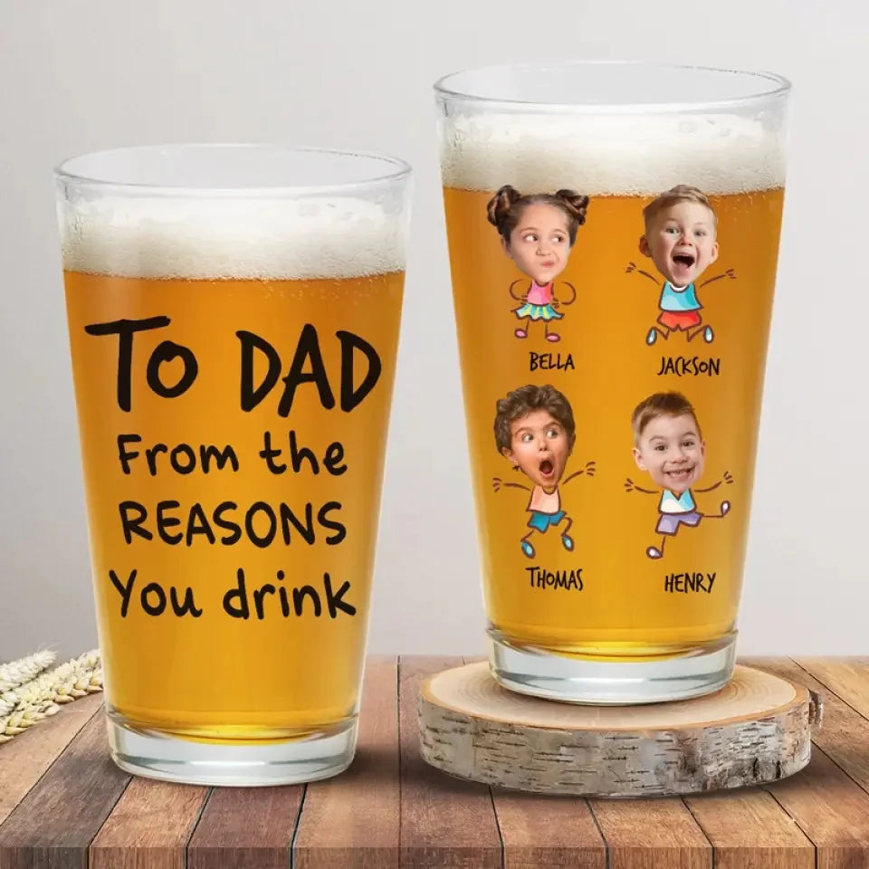 Family Personalized Custom Beer Glass - Father's Day, Gift For Dad, Grandpa