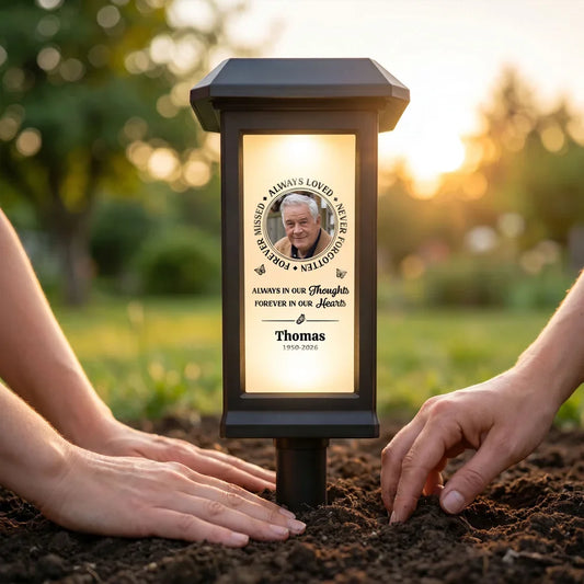 Custom Photo Solar Garden Light - Personalized Memorial Butterfly Garden Sympathy Gift