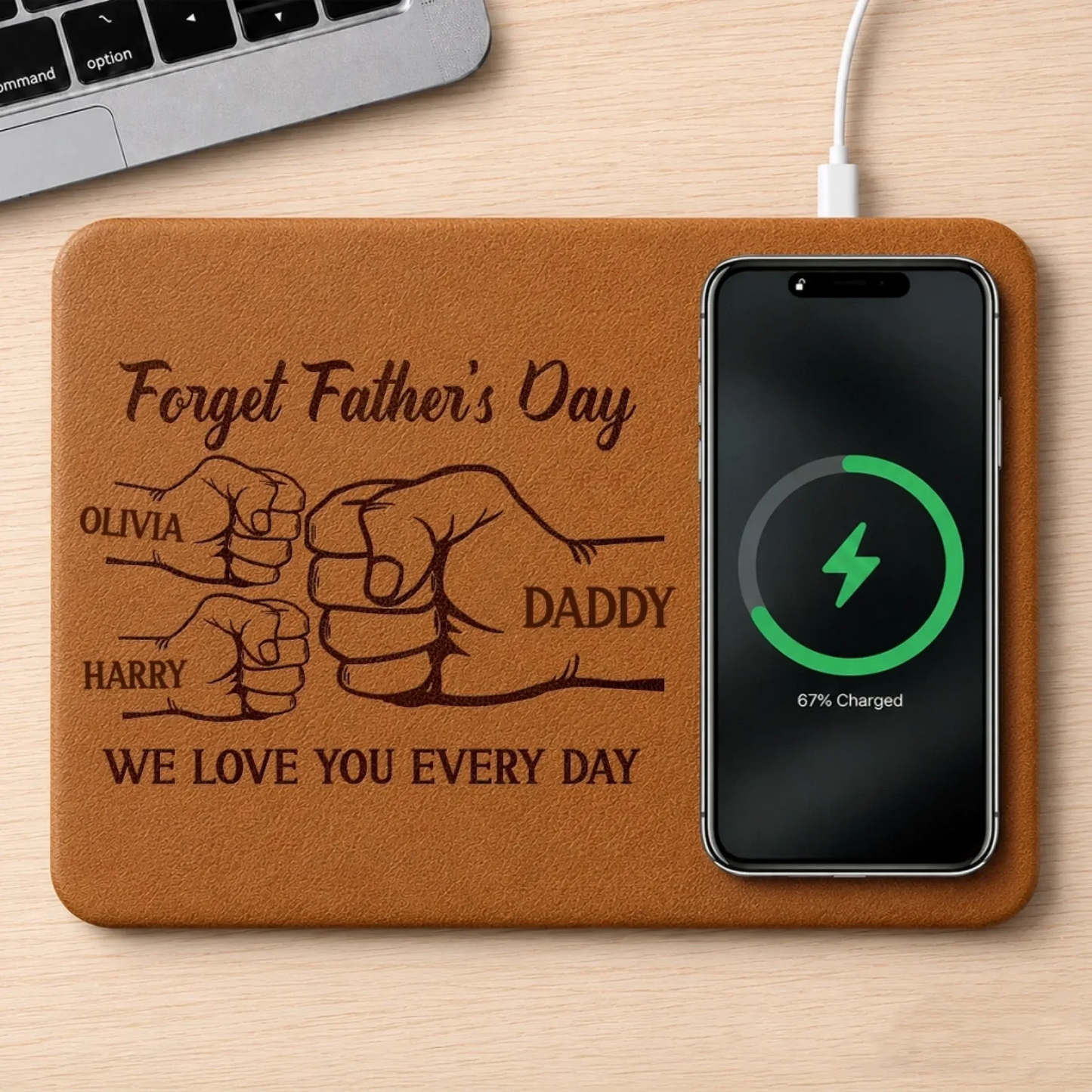 Custom Charging Mat - Personalized Father's Day Birthday Gifts For Dad, Grandpa - Dad Mode Fully Charged