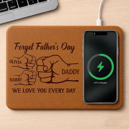 Custom Charging Mat - Personalized Father's Day Birthday Gifts For Dad, Grandpa - Dad Mode Fully Charged