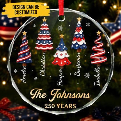 Custom Acrylic Ornament- Personalized America 250th Anniversary Christmas Gifts For Mom, Dad, Brother, Sister - Making Patriotic Memories