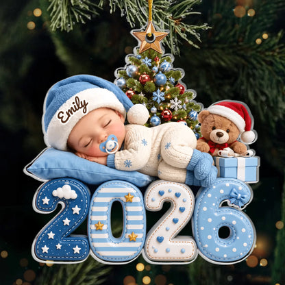 Custom First Christmas Acrylic Ornament - Personalized Christmas Baby Shower, Gender Reveal Gifts For New Moms, New Dads, New Parents -Greatest Blessing Ever