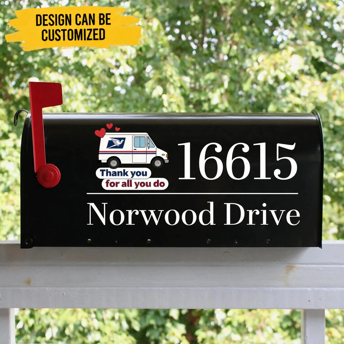 Custom Name Address Mailbox Decal - Personalized USPS Mailman House Number Street Name Mailbox Decal - Thank You For All You Do