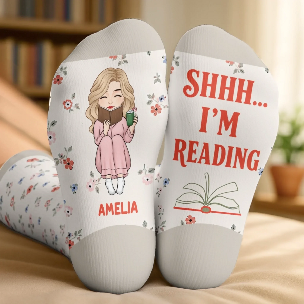 Custom Crew Socks - Personalized Bookish Gifts For Book Lovers, Bookworms, Readers - So Many Books, So Little Time
