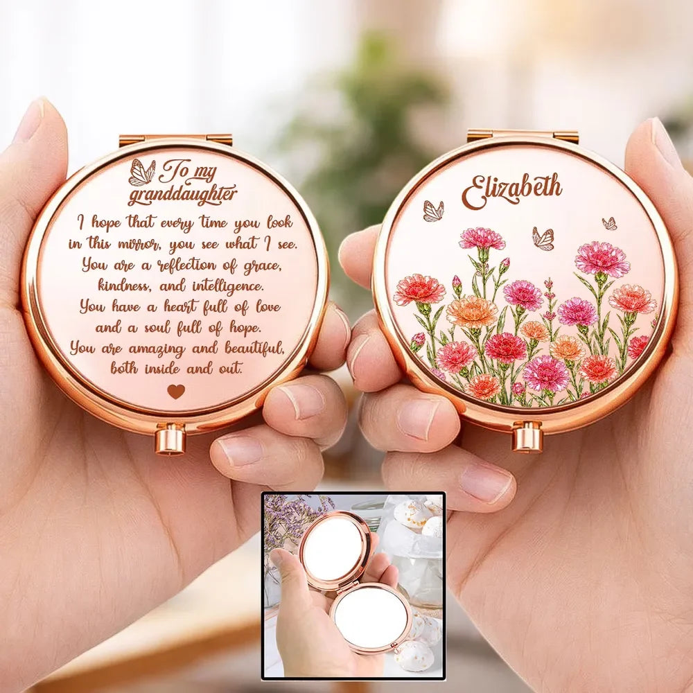 Custom Compact Mirror - Personalized Romantic Gift for Girlfriend, Wife & Daughter - You Are Deeply Loved Always