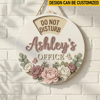 Custom Rotating Wooden Door Sign - Personalized Office Status Spinner,6 Rotating Text, Work In Progress Sign for Boss Desk Door Decor