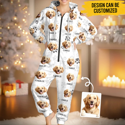 Custom Photo Adult Onesie - Personalized Christmas Birthday Gifts For Dog Cat Lovers, Dog Dad And Mom, Cat Owners - Best Dog Mom Vibes Only