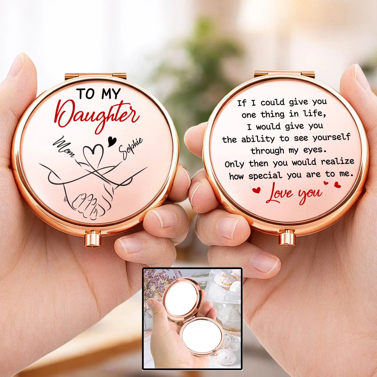 Custom Compact Mirror - Personalized Birthday Gifts For Wife, Daughter, Besties, Sisters, Granddaughter, Grandma, Mom, Yourself - How Special You Are To Me