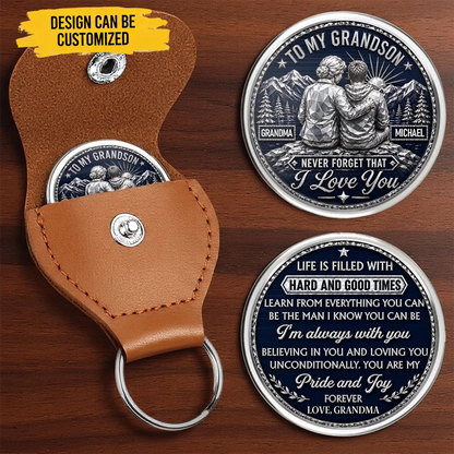 Custom Pocket Hug - Personalized Birthday Gifts For Grandson - You Are My Happy Place