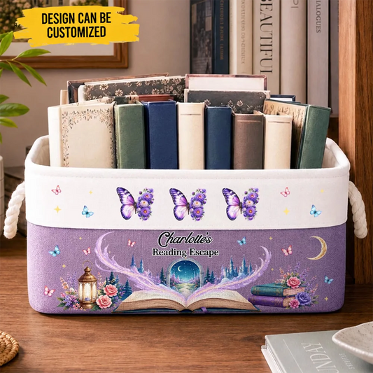 Custom Storage Basket - Personalized Bookish Gifts For Book Lovers, Bookworms, Readers - Fly Away With Sweet Dreams