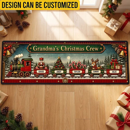 Custom Runner Rug - Personalized Christmas Gifts For Grandma And Grandpa - Christmas Train Family