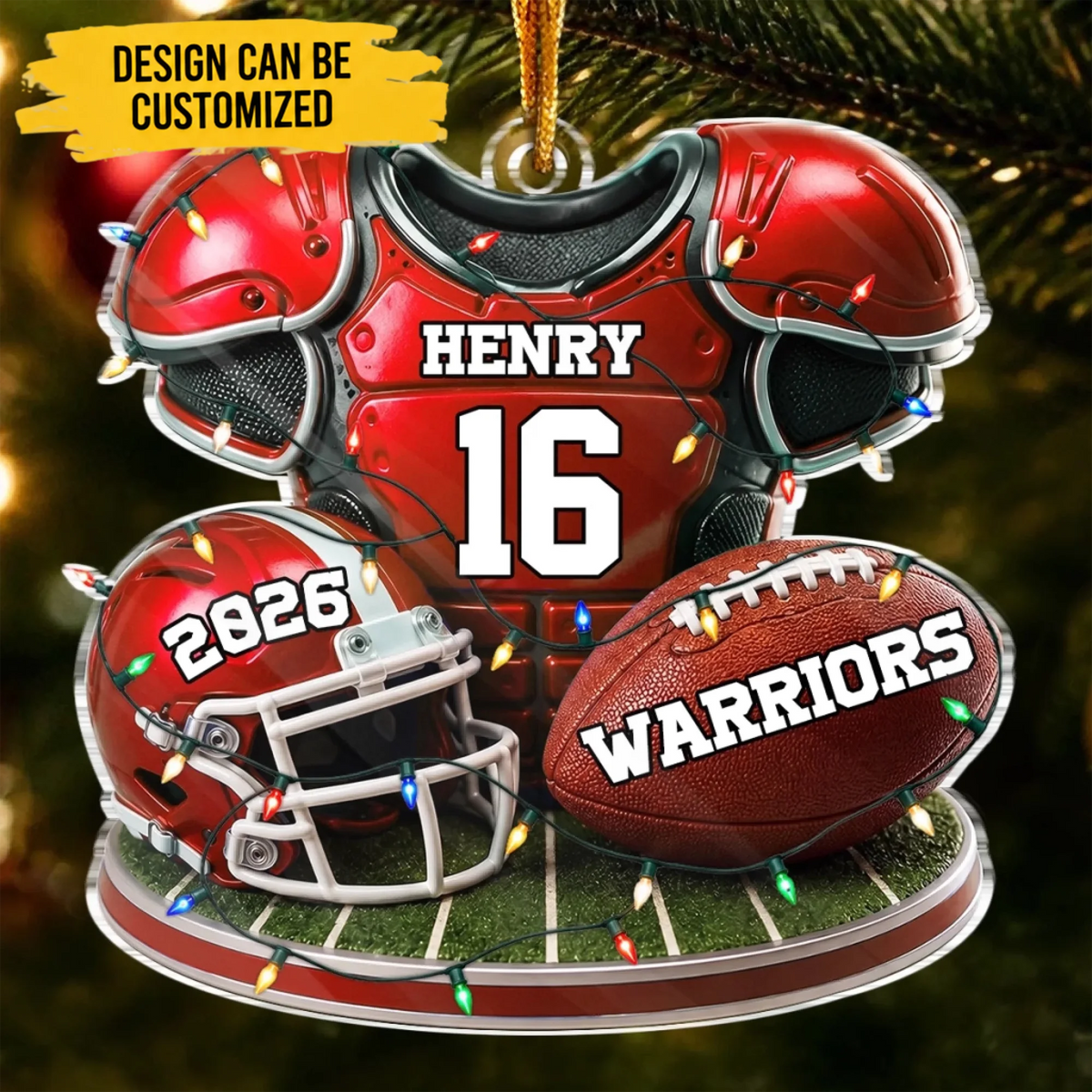 Custom America Football Acrylic Ornament - Personalized Christmas Birthday Gifts For America Football Lovers, Sports Fans, Sports Lovers - Born To Play Hard Always