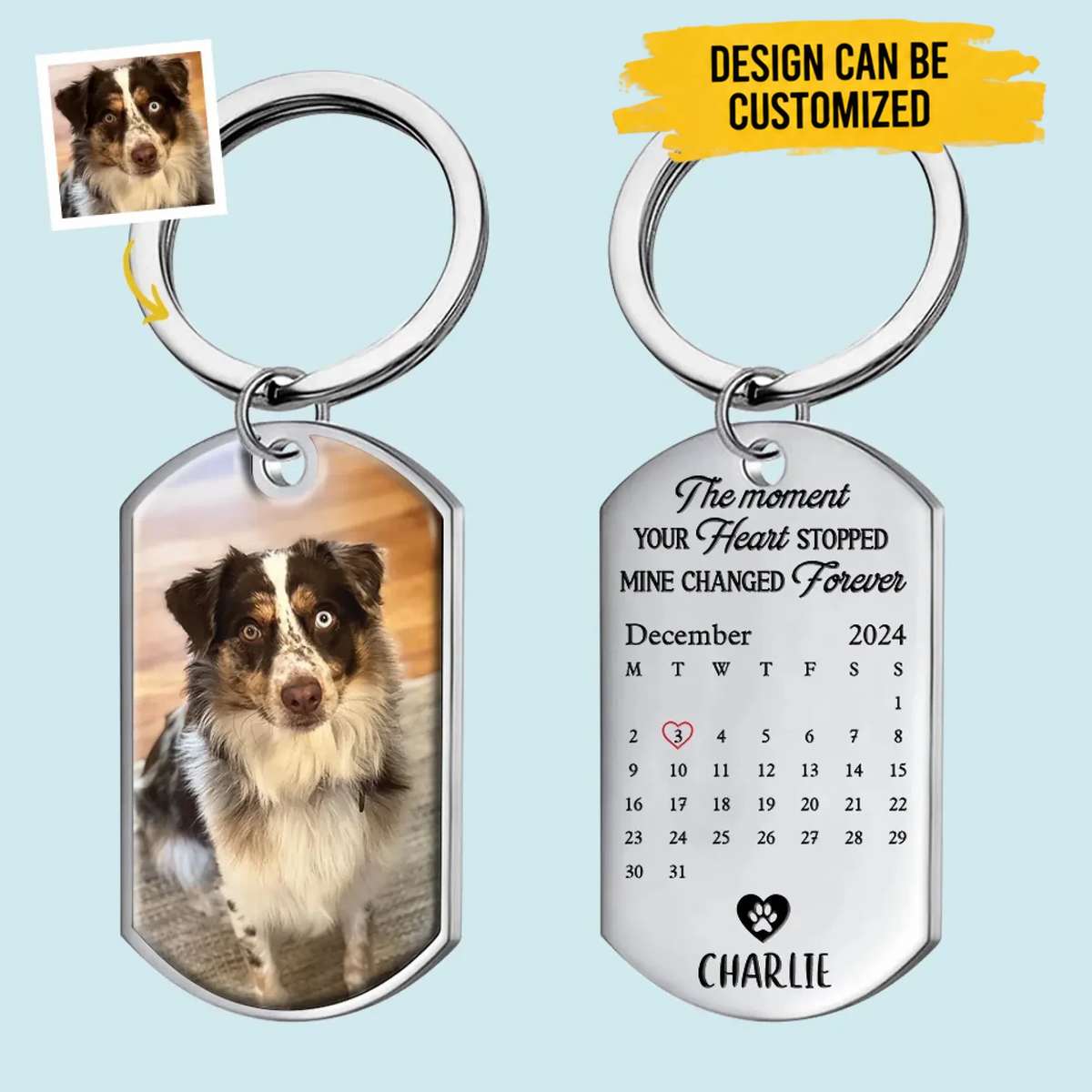 Personalized Photo Keychain - Sympathy Gift For Pet Lovers - Forever In My Heart