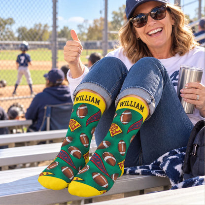 Custom Football Crew Socks - Personalized Birthday Gifts For Football Lovers, Sports Fans, Sports Lovers - Game Day Vibes