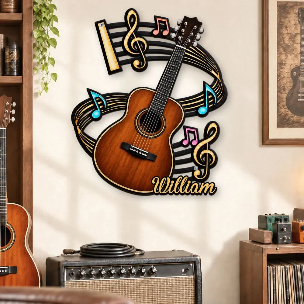 Custom Shaped Metal Sign - Personalized Birthday Gifts For Guitar Lovers - The Guitar Corner